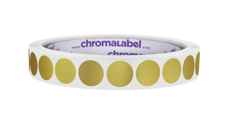 ChromaLabel 1/2 Inch Circle Sticker Labels, Easy to Write On Colored Sticker Dots, Permanent Adhesive Label - 1000 Color Coding Labels per Roll, Metallic Gold Stickers - Image 1